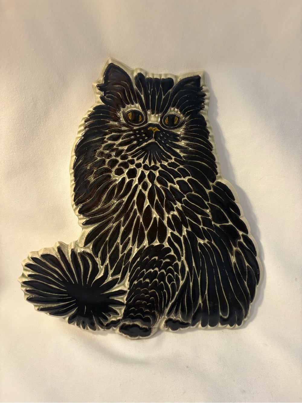 Ceramic glazed glass cat figurine
